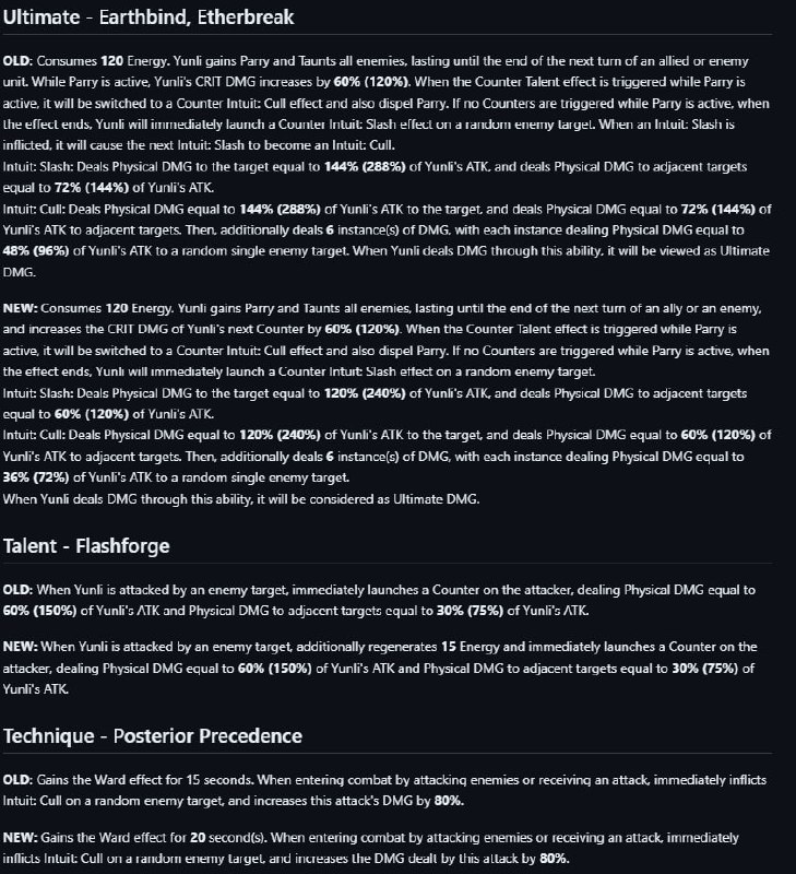 [HSR - 2.4 BETA] Yunli Changes[HSR - 2.4 BETA] Yunli Changes